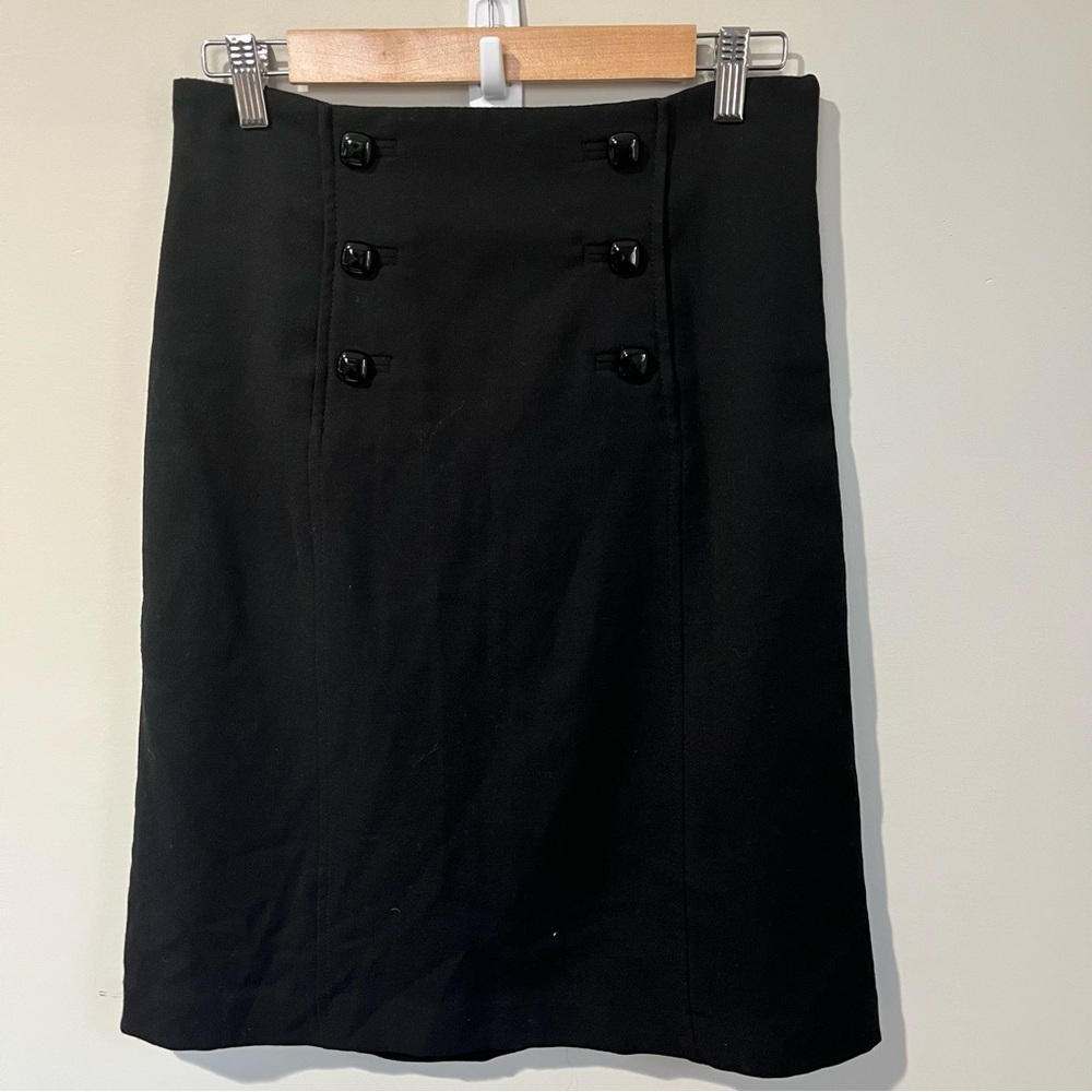 Banana Republic Extra High Waist Sailor Button Wool Pencil Skirt - Size 8